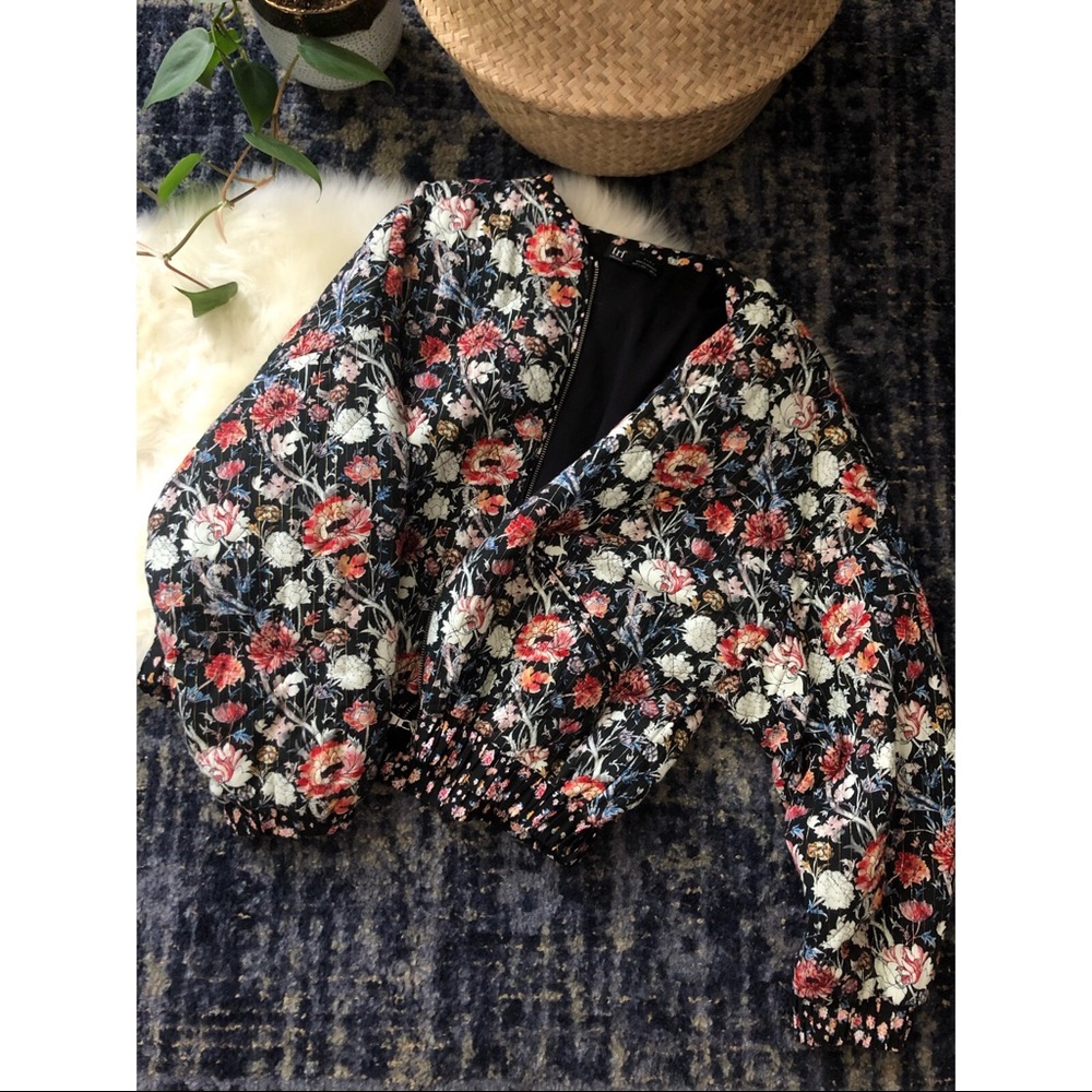 Zara Black Floral Bomber